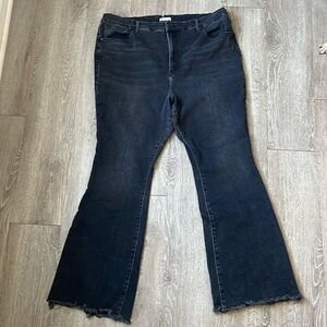 Good American flare black jeans size 22 frayed hem ankle length